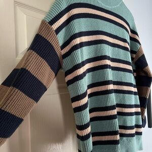 Mixed Stripe Mock Neck Sweater